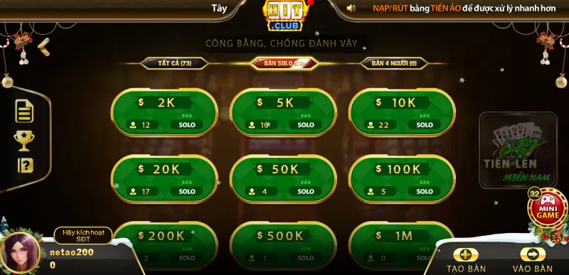 luật choi tiến lên miền nam hitclub