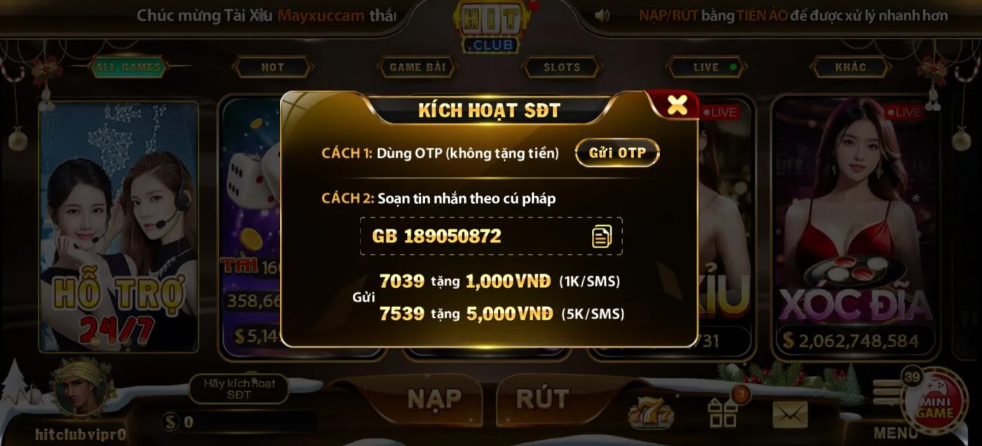 lưu ý khi đăng nhập hitclub